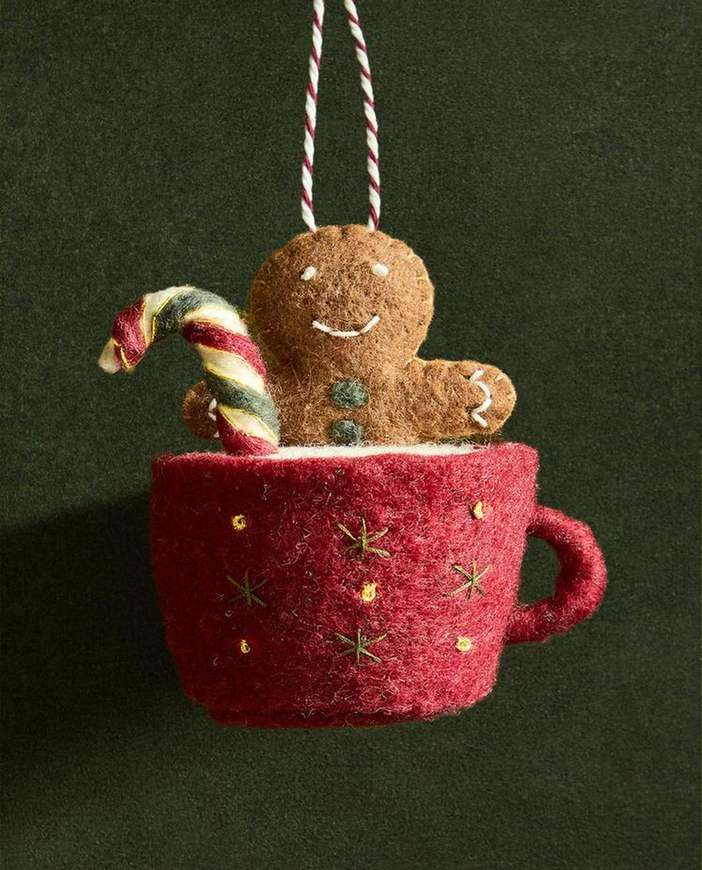 ZARA HOME ЁЛОЧНОЕ УКРАШЕНИЕ "КРУЖКА С ИМБИРНЫМ ПЕЧЕНЬЕМ", КРАСНЫЙ