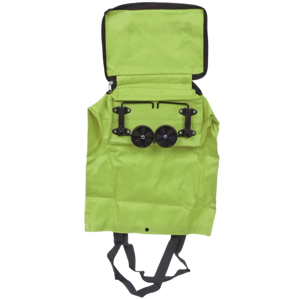 Сумка хозяйственная складная на 2х колёсах зеленая SYD-024