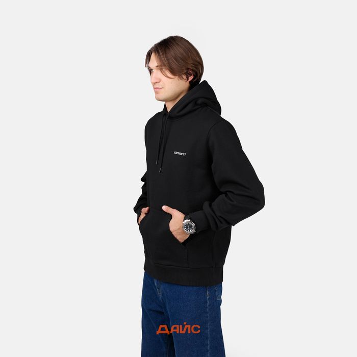 Толстовка мужская Carhartt WIP Script Embroidery Hooded  артикул:I033658_black - купить в магазине Дайс