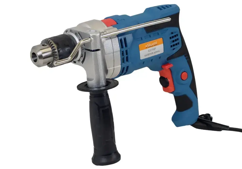 Дрель электрическая ударная мощность 1000Вт, обороты 2800об/мин, частота ударов 47600уд/мин, патрон 13мм, кабель 4м, металлический редуктор