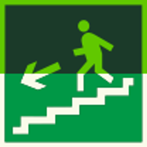 Е14 "Направление к эвакуационному выходу налево"