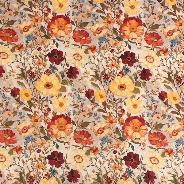 ЦВЕТОЧНАЯ ПАСТОРАЛЬ, БЕЖЕВЫЙ, КАРАМЕЛЬНЫЙ - 100% ХЛОПОК 1