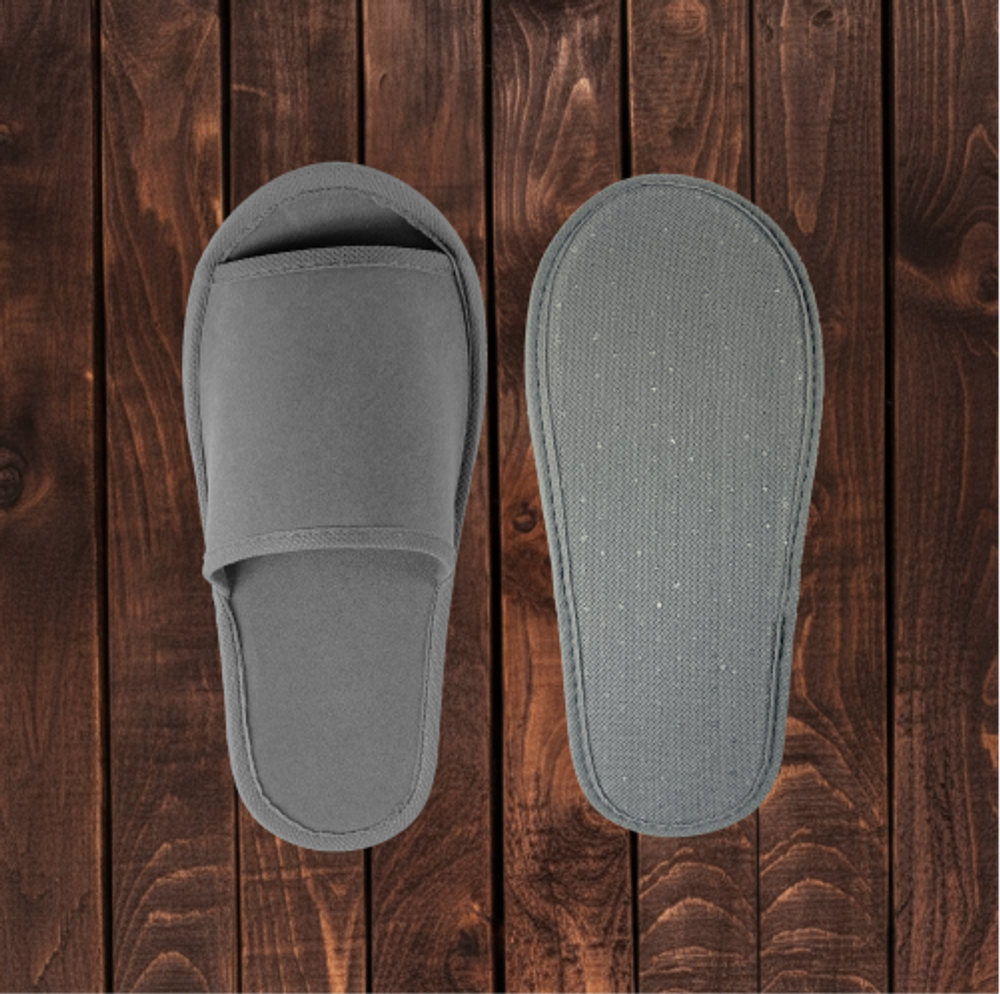 Тапочки серые, открытый мыс, подошва 5 мм с анти-скользящим вкраплением