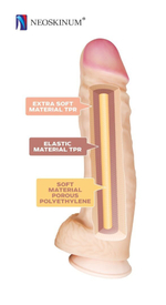 Телесный реалистичный фаллоимитатор на черных трусиках Real Big Strap-On - 34,5 см. (Цвет: телесный с черным)