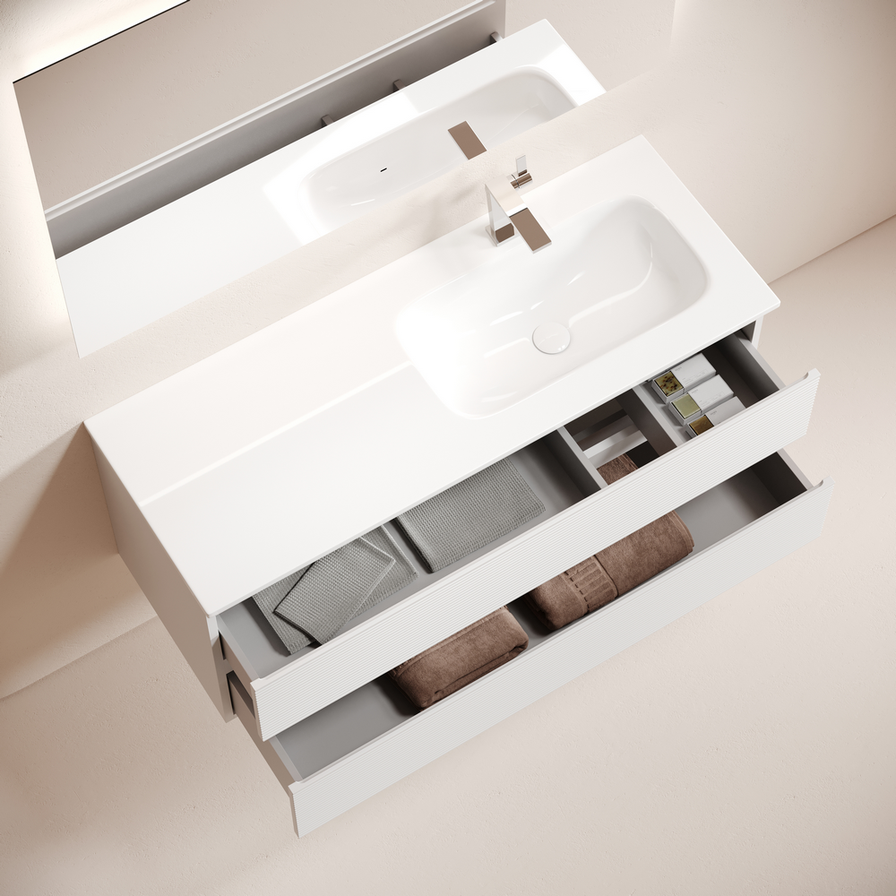 Тумба подвесная SANCOS Folk  правая 1195х445х500, c двумя ящиками оснащенными доводчиками, Bianco, арт.FL120RW