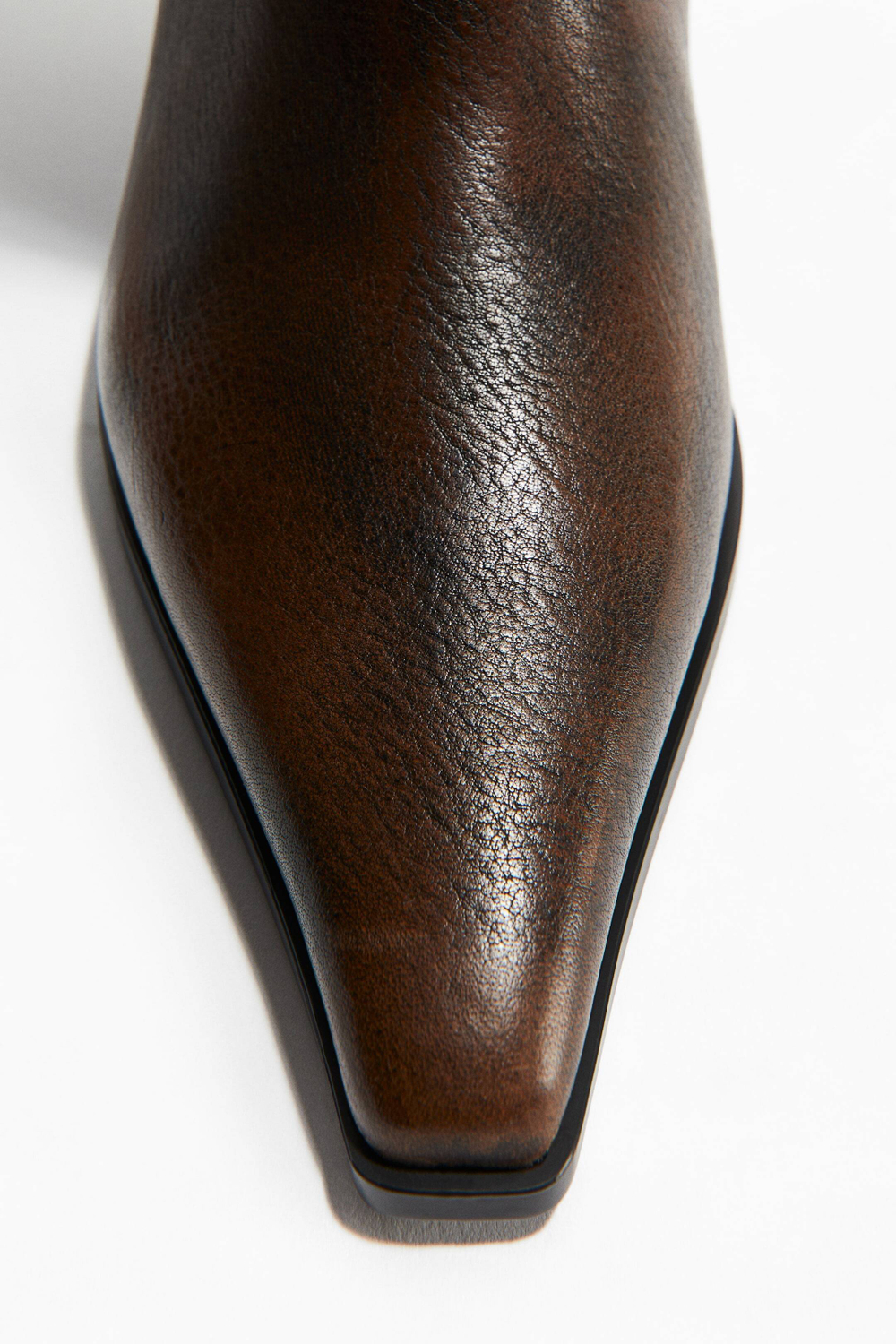 H&M Кожаные сапоги до колена, темно-коричневый