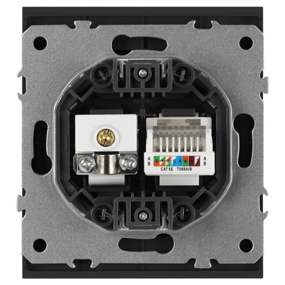 Розетка ЭРА Arktik 16-3110-05 комбинированная RJ45+TV антрацит | Эра Arktik