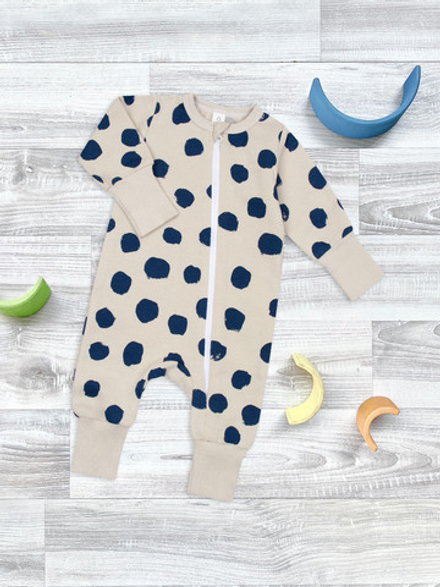 Утеплённый комбинезон с открытой ножкой Mjölk Sleep and Play Горошки