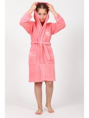 Халат детский с капюшоном Queen коралл