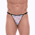 Мужские трусы-тонги с принтом в виде почтовых штемпелей (Размер: M) (Цвет: разноцветный)