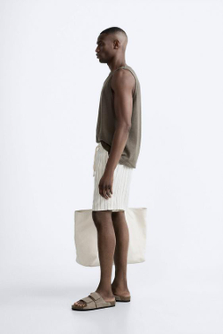 ZARA ШОРТЫ-БЕРМУДЫ ИЗ ВИЗКОЗЫ И ЛЬНА, Полоски