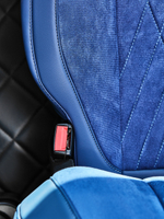 Чехлы Люкс MAN TGX до 2021 года (экокожа, синий, синяя вставка)