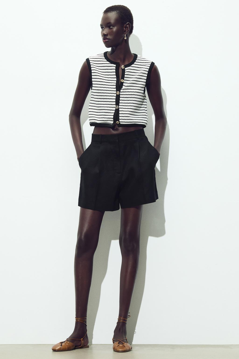 ZARA ЖАККАРДОВЫЙ ЖИЛЕТ С ПУГОВИЦАМИ, СИНИЙ/БЕЛЫЙ