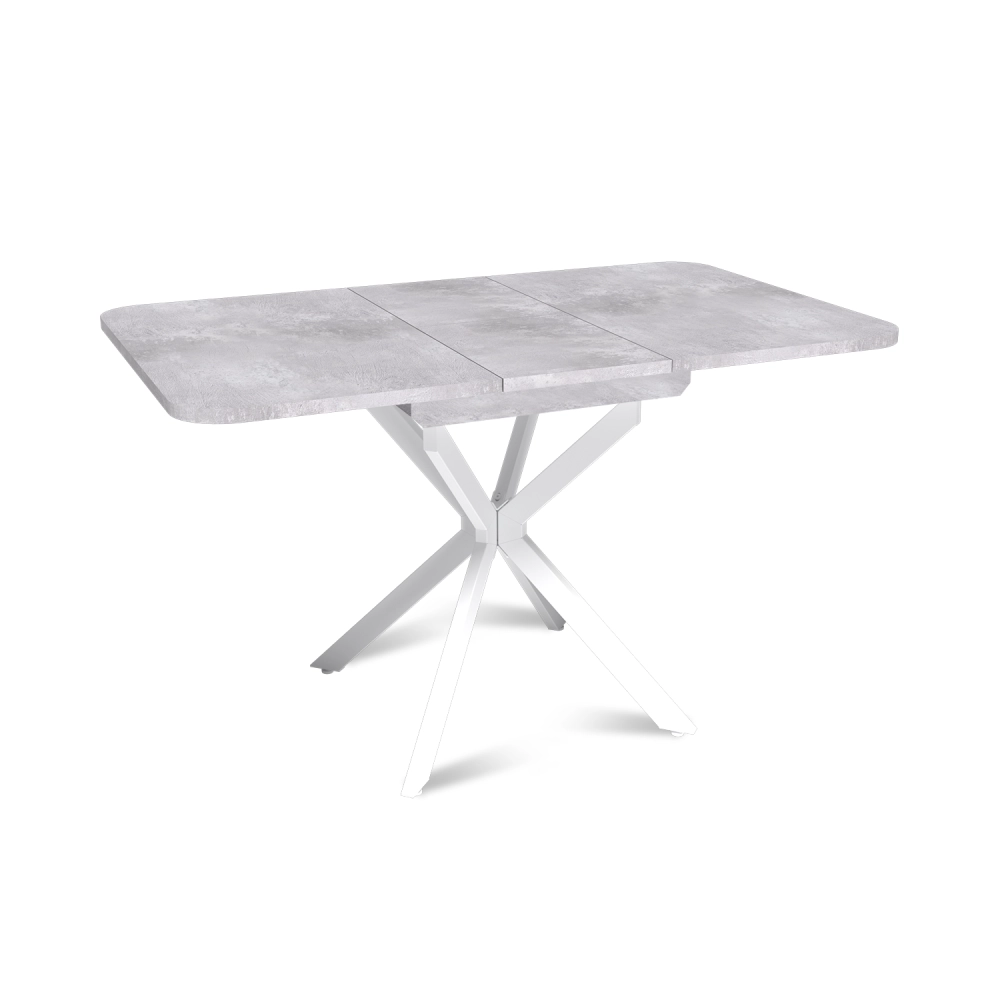 Стол Твист раздвижной (100+30) цемент светлый / опоры белые