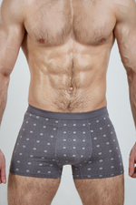 Мужские трусы-боксеры с мелким узором из ромбов и звезд (Размер: M) (Цвет: синий)