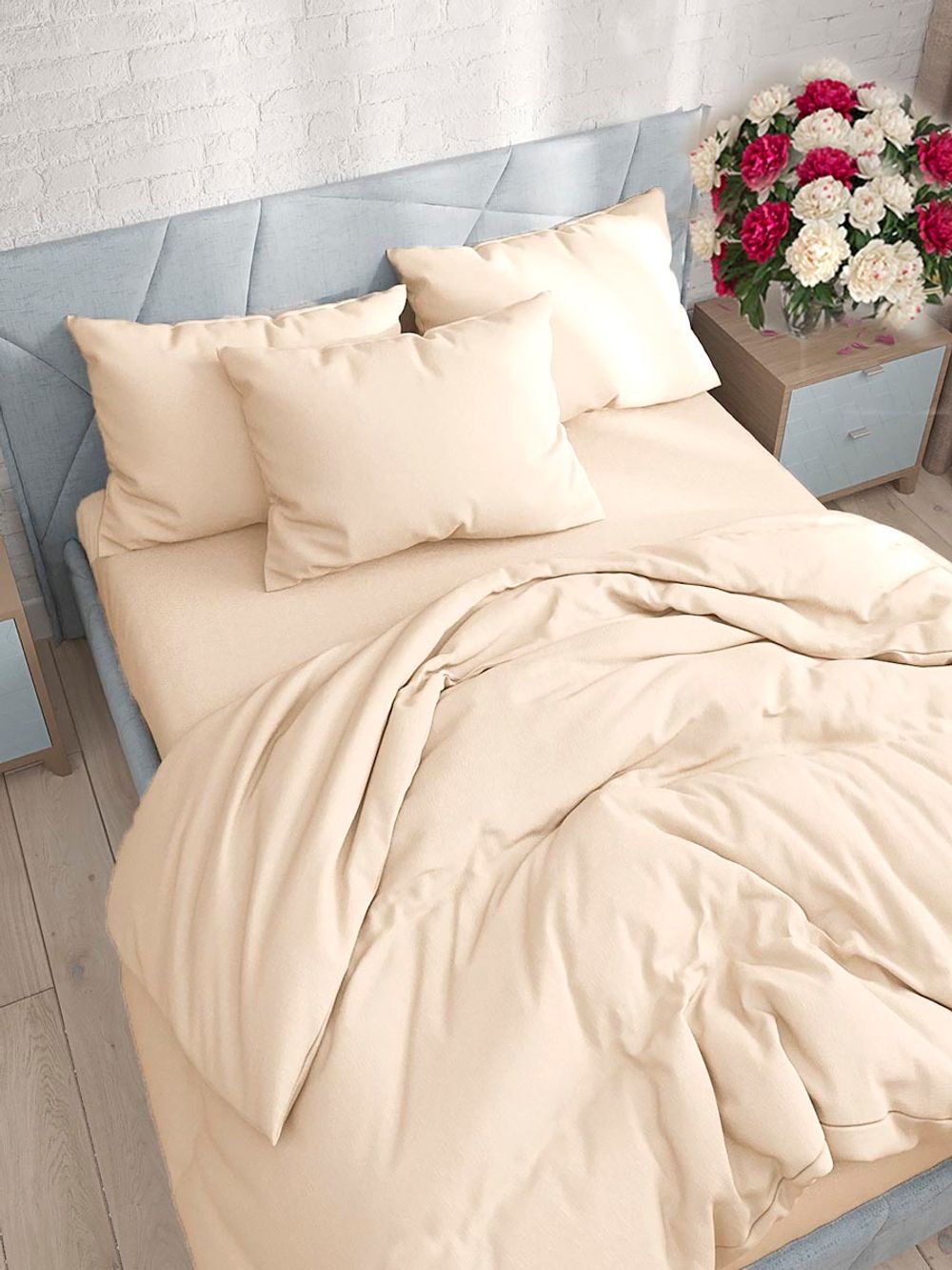 Наволочка комплект 2шт сатин Milky Garden "Кувшинка" 50x70 см на молнии