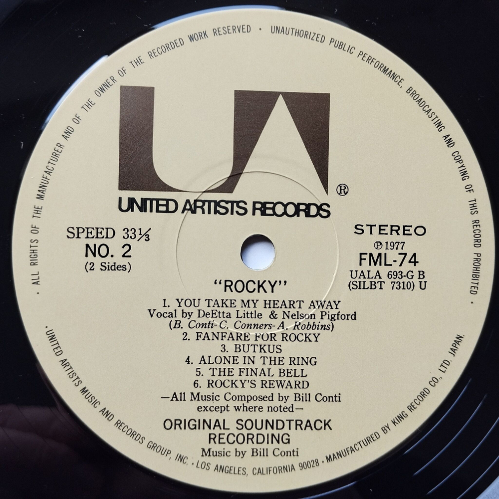Винтажная виниловая пластинка LP Bill Conti Rocky Motion Picture Score (Japan 1977) (Obi) You Take My Heart Away