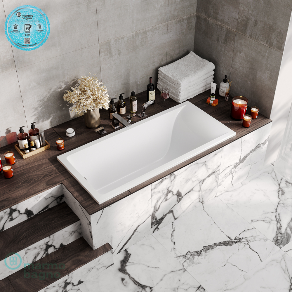 Ванна из литьевого мрамора Marmo Bagno Алесса NEW 160х70