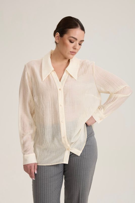 Блузка с отложным воротником, сливочный