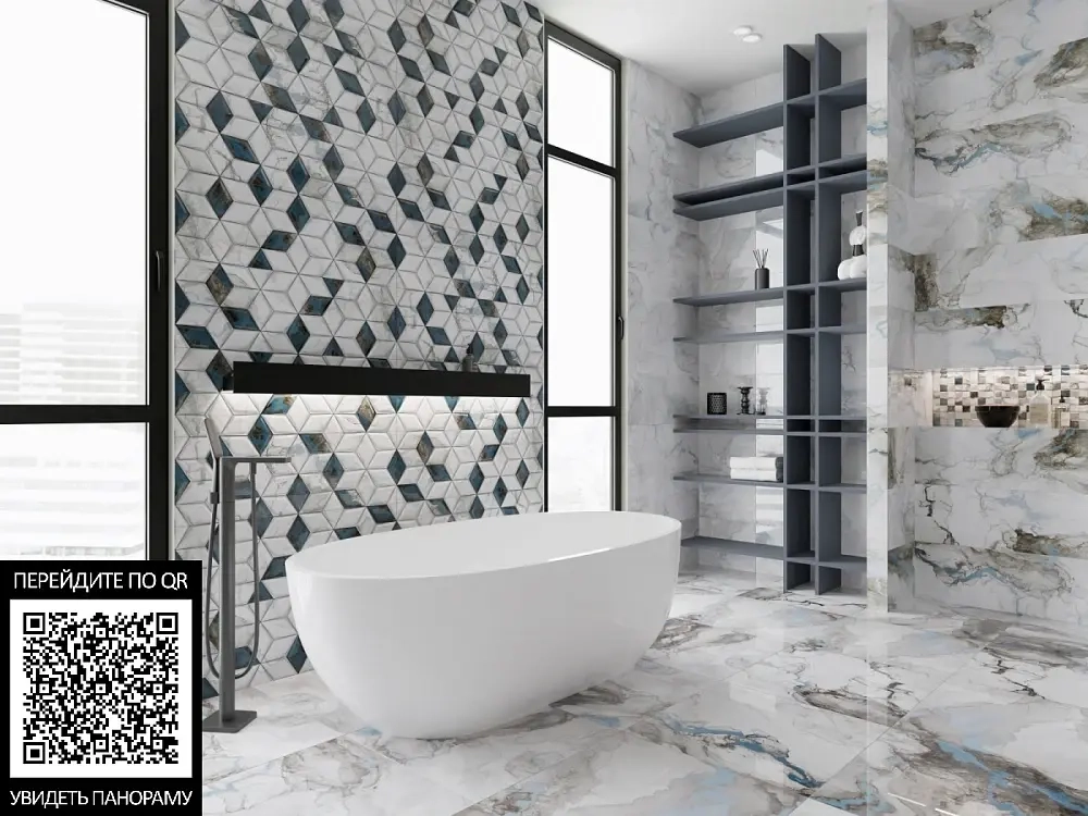 Плитка настенная Primavera Tiziana Blue A 30x90 см (GL05A)