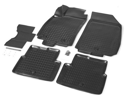 Коврики в салон автомобиля Rival для Chevrolet Cobalt II поколение седан 2011-2016 2020-н.в./Ravon R4 седан 2016-2020, полиуретан, с крепежом, 5 частей, 11002001