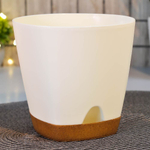 Горшок цветочный WOOD 1,35л D140мм с прикорневым поливом, сливочный/бук