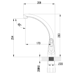 СМЕСИТЕЛЬ ДЛЯ КУХНИ С ВЫСОКИМ ПОВОРОТНЫМ ИЗЛИВОМ ХРОМ (К/К 8) LM4155C ЛУНА