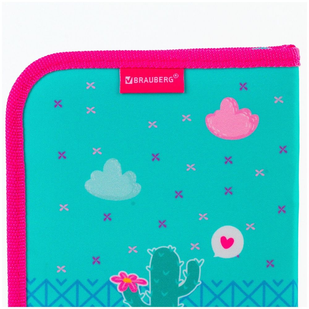 Пенал BRAUBERG, 1 отделение, 1 откидная планка, ткань, 20х14 см, "Lama", 229282