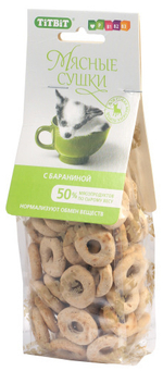 Лакомство для собак мясные сушки с бараниной, 100г Titbit