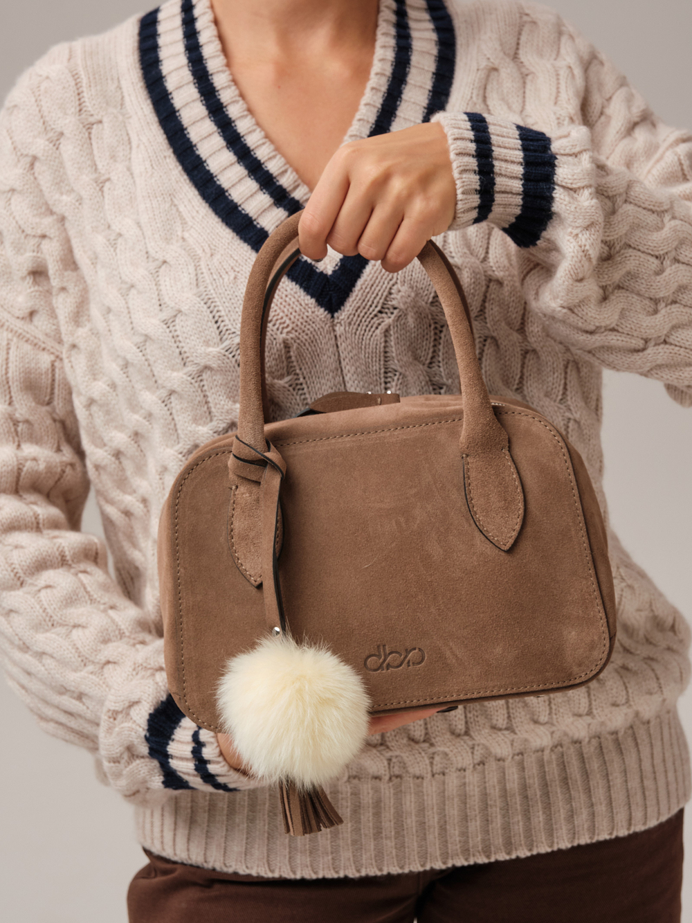 Замшевая сумка DBR 31348 капучино серо-коричневый