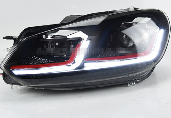 Передние фары Гольф 6 2008-2012 V12 Type RED LINE [Комплект Л+П; FULL LED; яркие ходовые огни; динамичный поворотник; электрокорректор;]