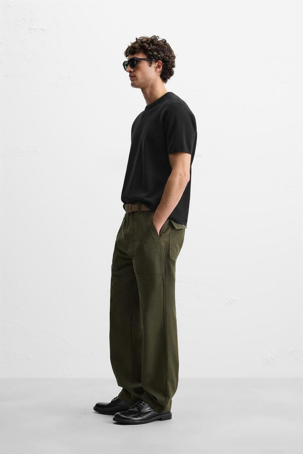 ZARA ФУТБОЛКА RELAXED FIT, ЧЕРНЫЙ