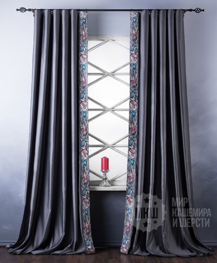 Атласные шторы с вышивкой ШАРЛИЗЗ (арт. BL01-249-03) - (200х280)х2 см. - серые