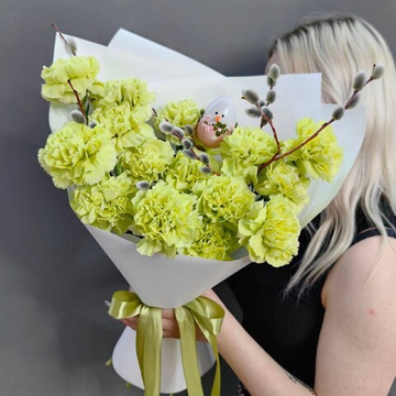 Пасхальный букет с фисташковыми диантусами