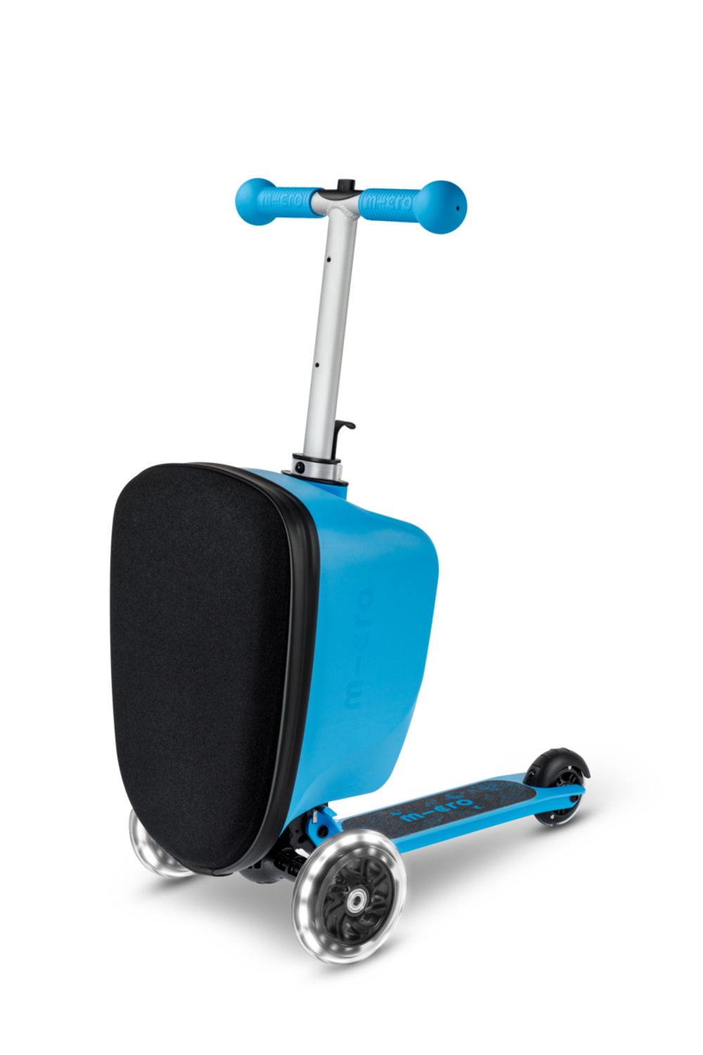 Чемокат Micro Luggage Junior LED синий с наклейками