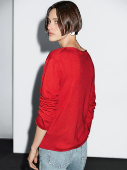 Massimo Dutti Свитер с воротником лодочкой из смесовой шерсти, красный