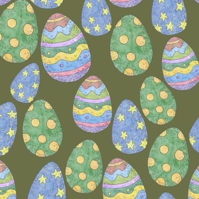 Пасхальные яйца на фоне хаки