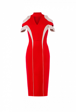Графическое платье-футляр красное 13-02-22 SS