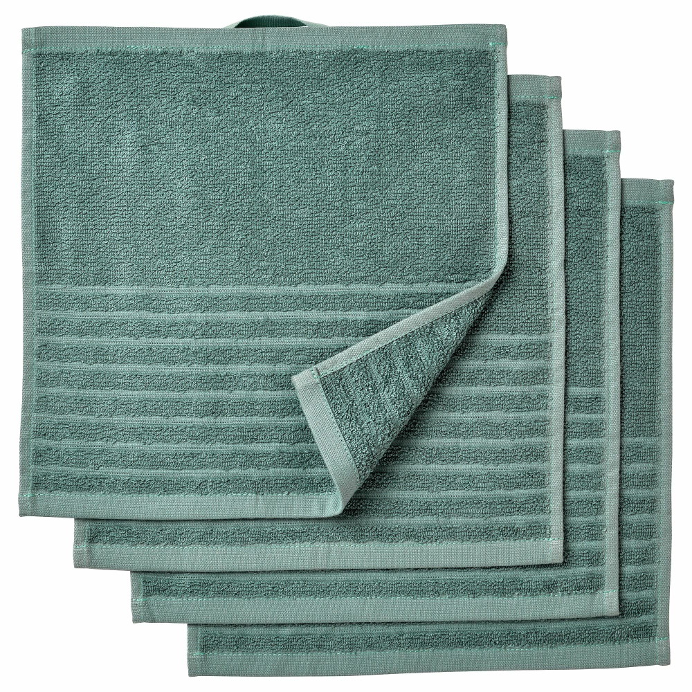 Набор полотенец IKEA VAGSJON (ВОГШЁН), Темно-бирюзовый, 30х30 см, 4 шт