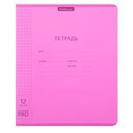 Тетрадь, 12 листов, клетка, пластик, Erich Krause, Neon, Классика CoverPrо, розовая