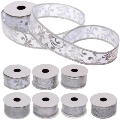 Лента для декорирования «Изящная» 4 см, 2,7 м, Серебро (микс дизайнов)