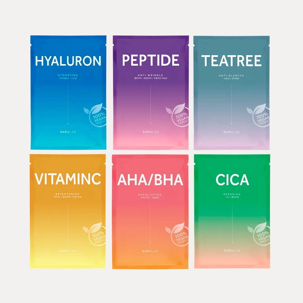 BARULAB Набор веганских тканевых масок Vegan Mask (6 шт. по 23 г)