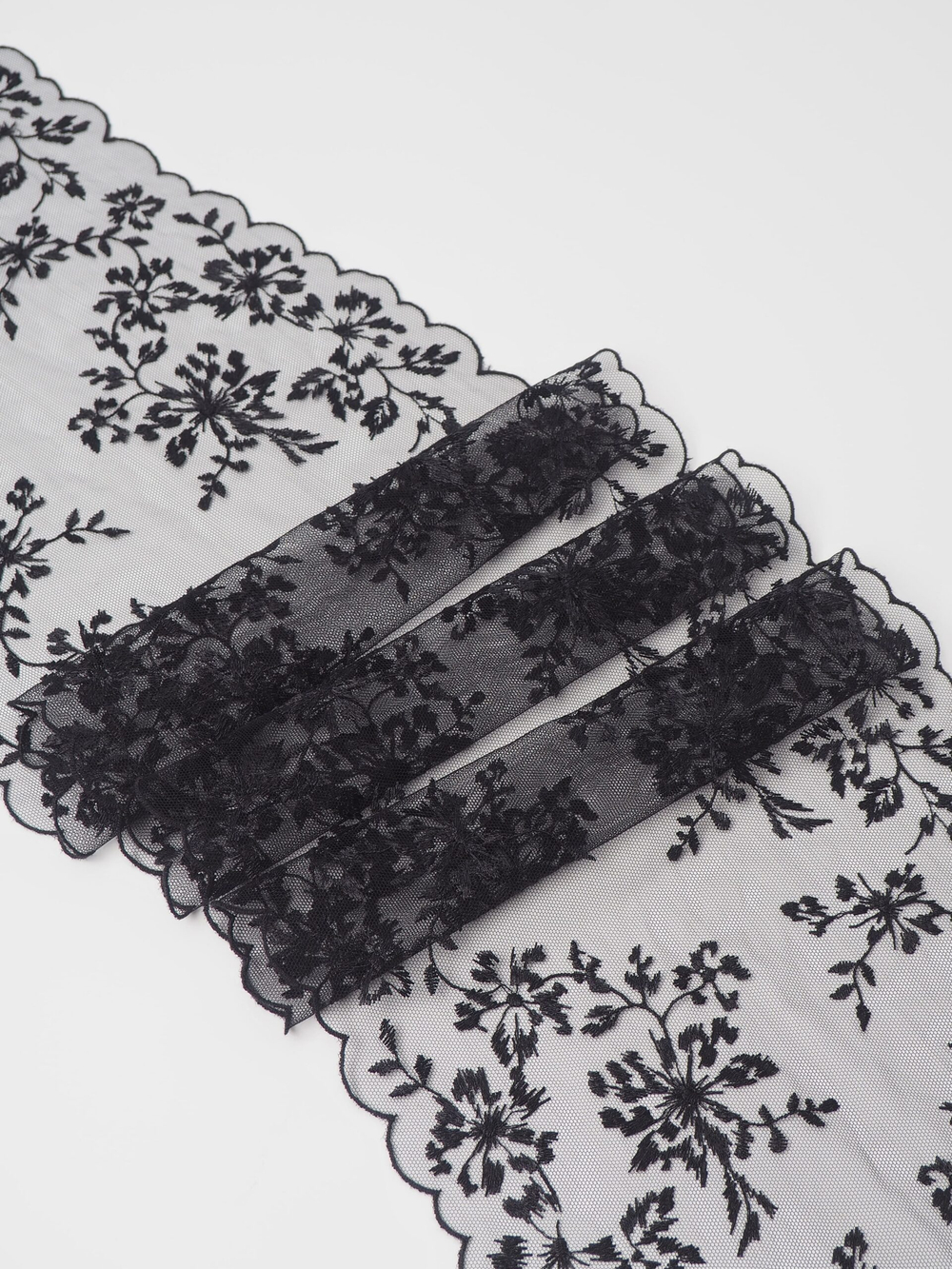 Вышивка на сетке черная неэластичная ширина 20 см