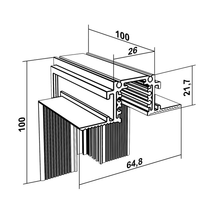 Угол накладной (вертикальный) для магнитной системыV-АВД-5442 Black