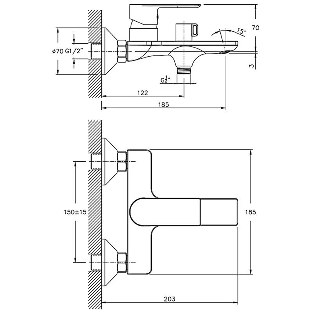 Смеситель для ванны 35к HB60505 HAIBA картридж перекл