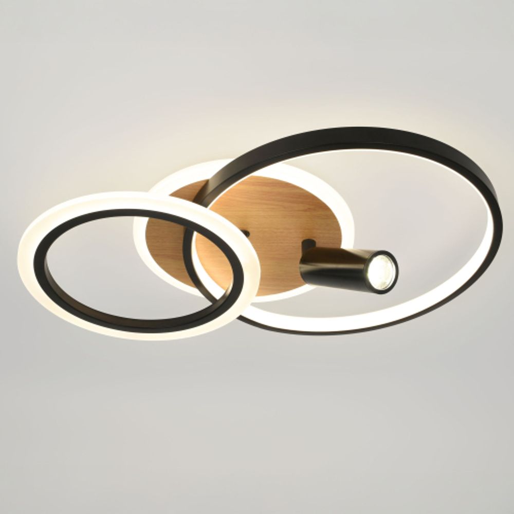 Светильник потолочный светодиодный ЭРА Модерн Rondo CLL-1 85W 3K-6,5K RC BK с ДУ черный-дерево