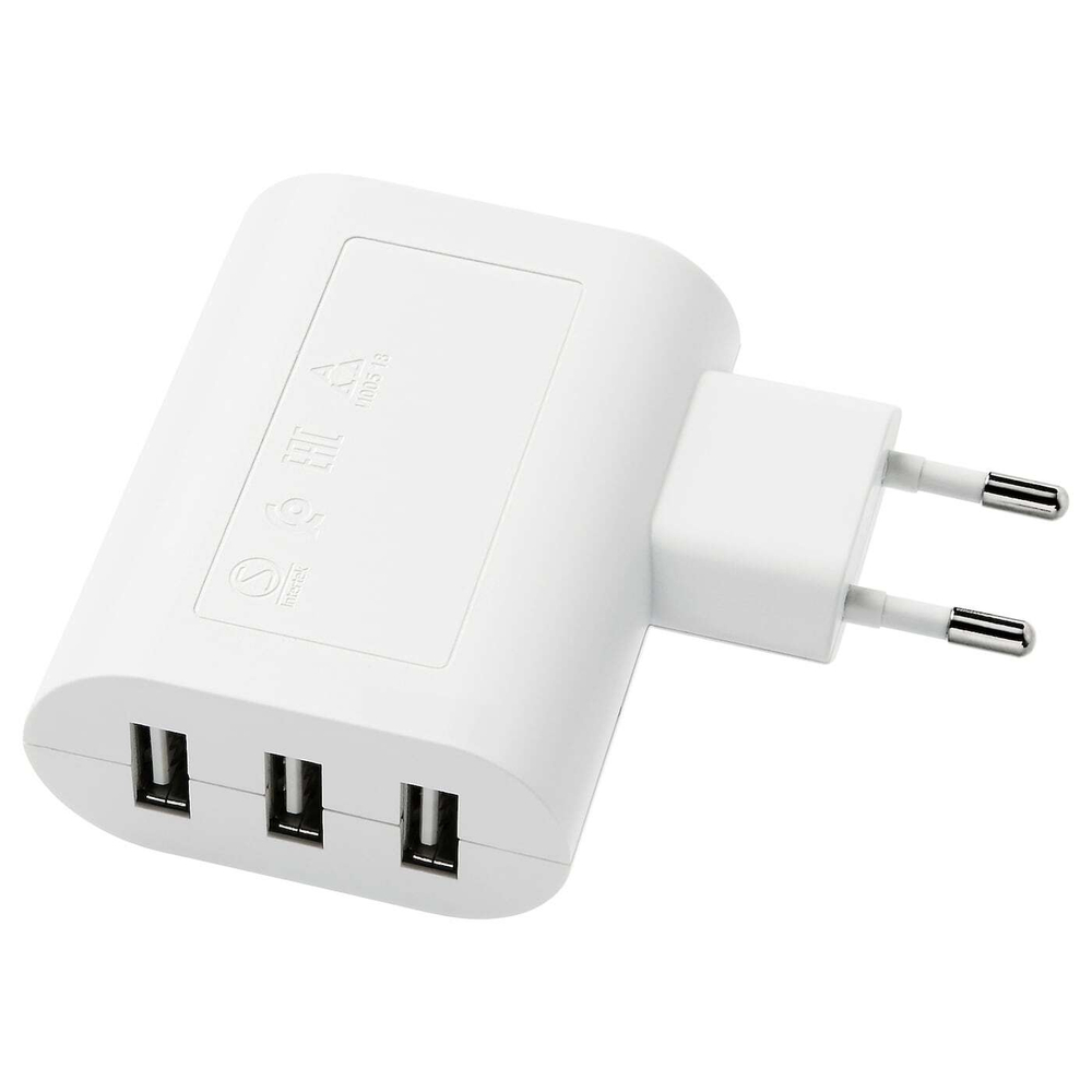 IKEA SMÅHAGEL  (ИКЕА СМÅХАГЕЛ)  -  Зарядное устройство USB / 3 порта, белый