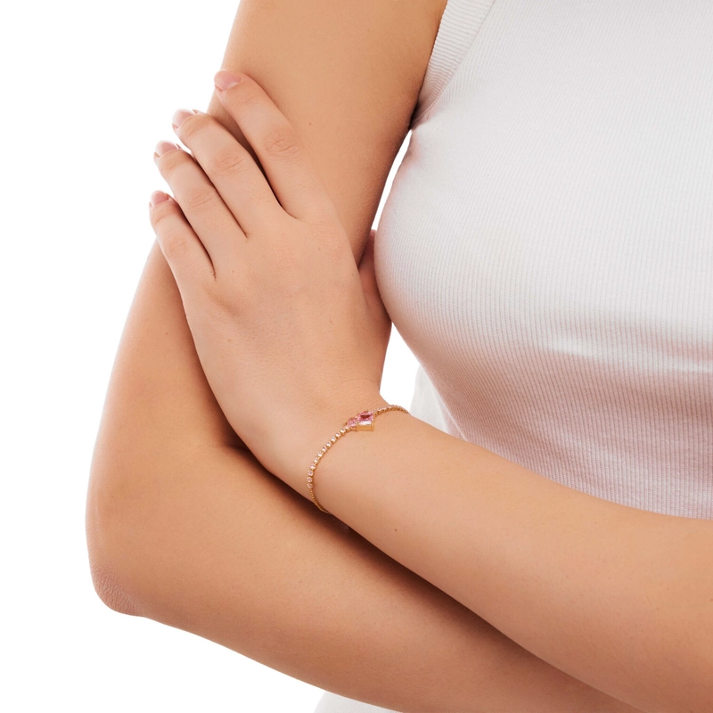 Браслет Замороженное Розовое Сердце – Золото