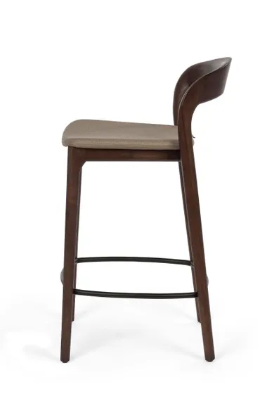 Полубарный стул Esse 65 см, темно-коричневый, бежево-серая водоотталкивающая обивка