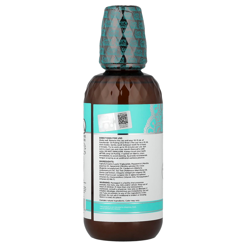GuruNanda, ополаскиватель для полости рта с натуральным вкусом масла, Farmed Mint™, 473 мл (16 жидк. унций)